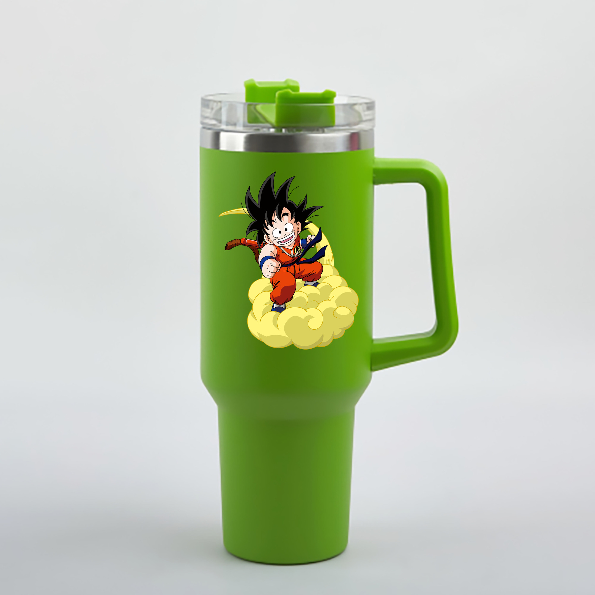 （画像用） ドラゴンボール 孫悟空（そん ごくう）Son Goku カカロット DRAGON BALL Kakarotto 1200mL車用タンブラー - クリスタルステッカー（プラスチックストロー付き）